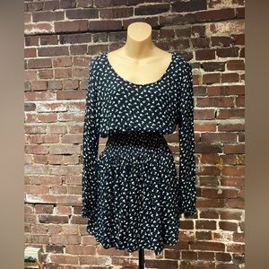 Kimchi Blue - black and white floral long sleeve mini dress